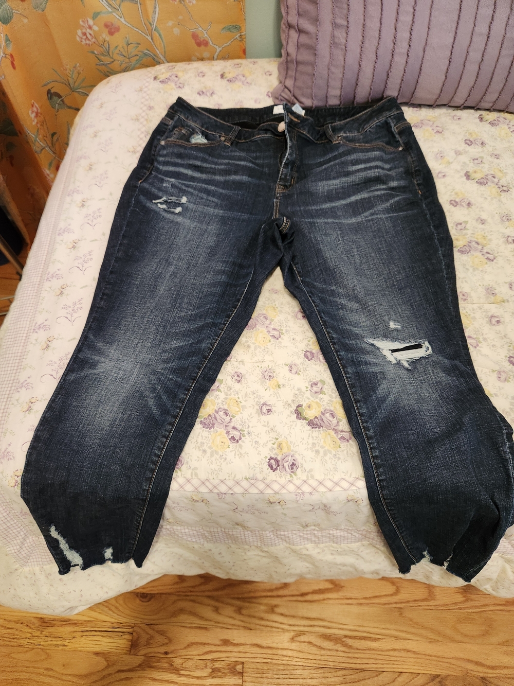 Lane Bryant Dark Wash Distressed Skinny Jeans